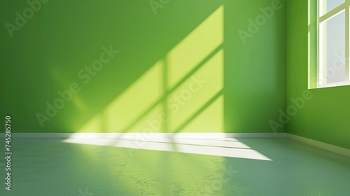 modern studio space enhanced by a bright green gradient backdrop wall background