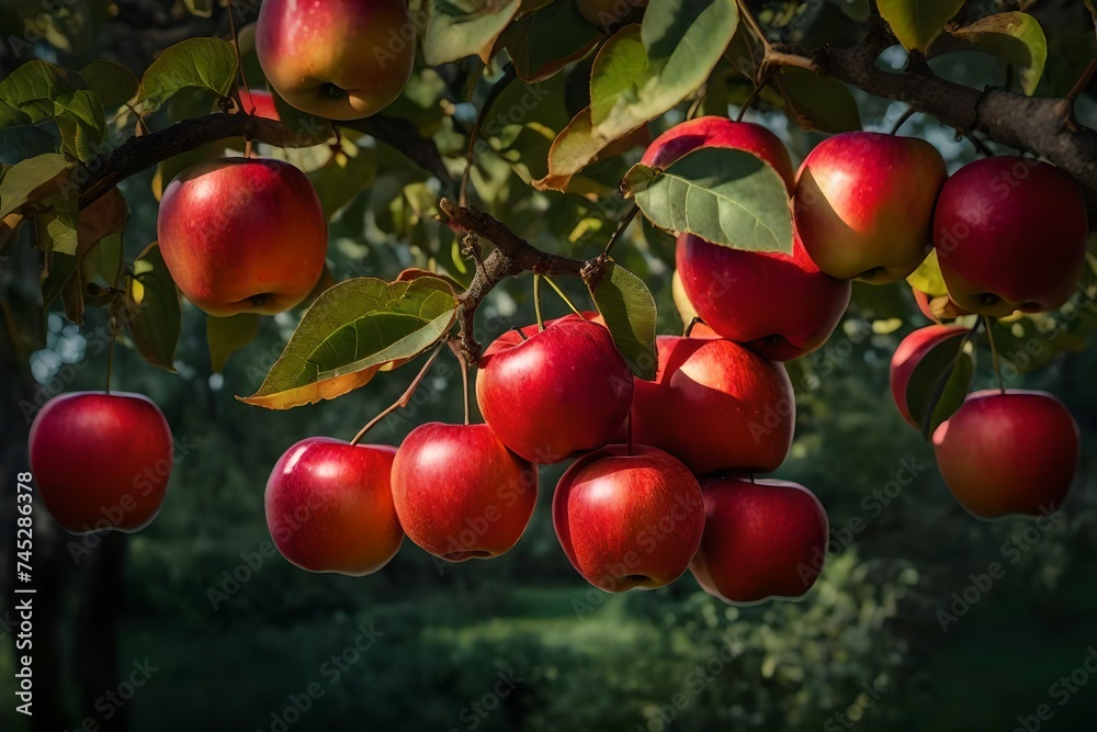 Obraz premium red apples on a tree