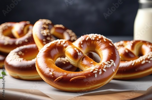 Closeup of Fresh Pretzels on the countertop, national pretzel day 