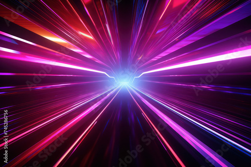 Abstract Light Speed: Glowing Futuristic Motion in Blue Neon Energy, Background Tunnel Space