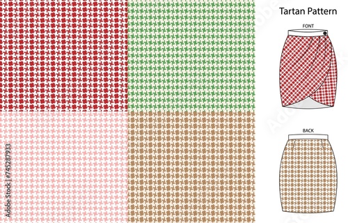 plaid pattern seamless vector background with plaid pattern in pink, green, orange, yellow. Checkered pattern for flannel shirts, blankets, skirts, dresses or other modern textile designs, background