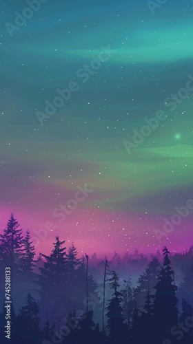 Northern lights graient ethereal green to purple magical skies3