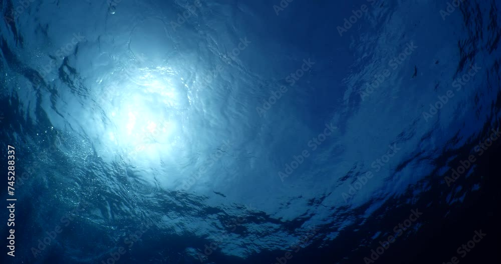 sun ray and sun beam scenery underwater waves on surface of water slow ocean scenery for background