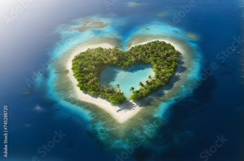 heart shaped island.generative ai  © alsyed