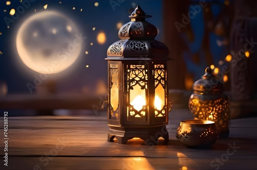 Islamic lantern in the Ramadan.generative ai