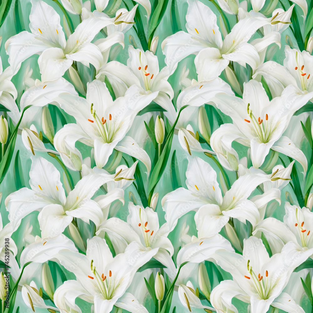 Obraz premium white lilies in the garden