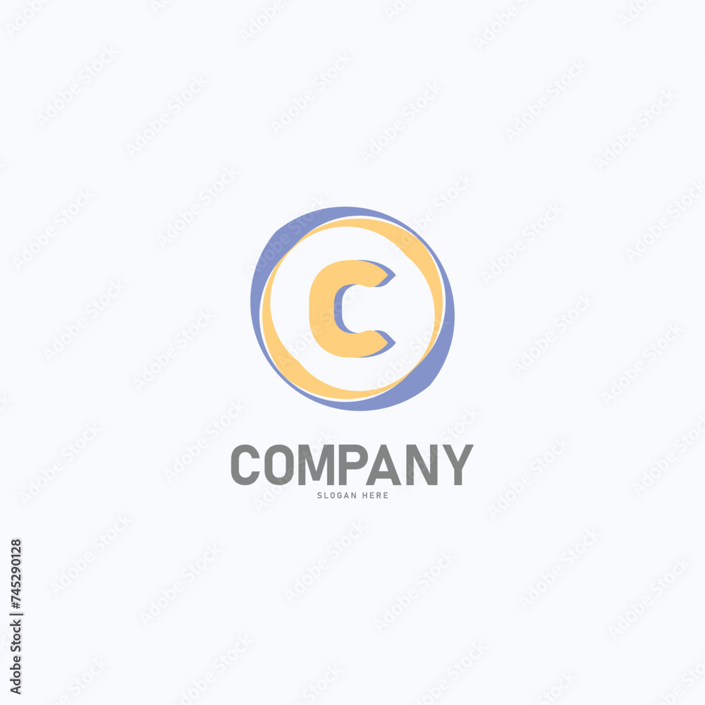 Letter c logo. Initial flat letter logo design template