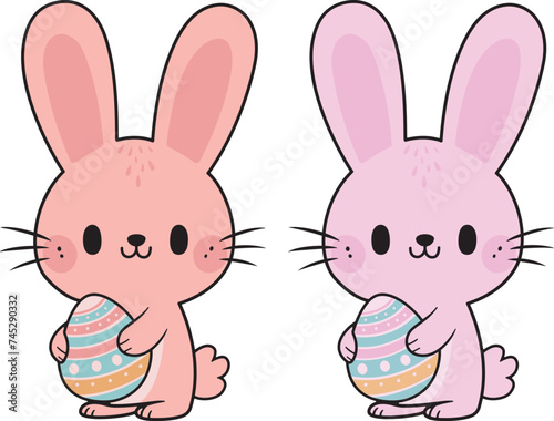 Bunny with egg easter vector illustration on a white background