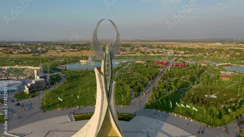 Huma bird monument in the New Uzbekistan park in Tashkent city photo