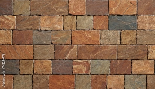 Slate tile ceramic seamless pattern brick brown stone texture for background