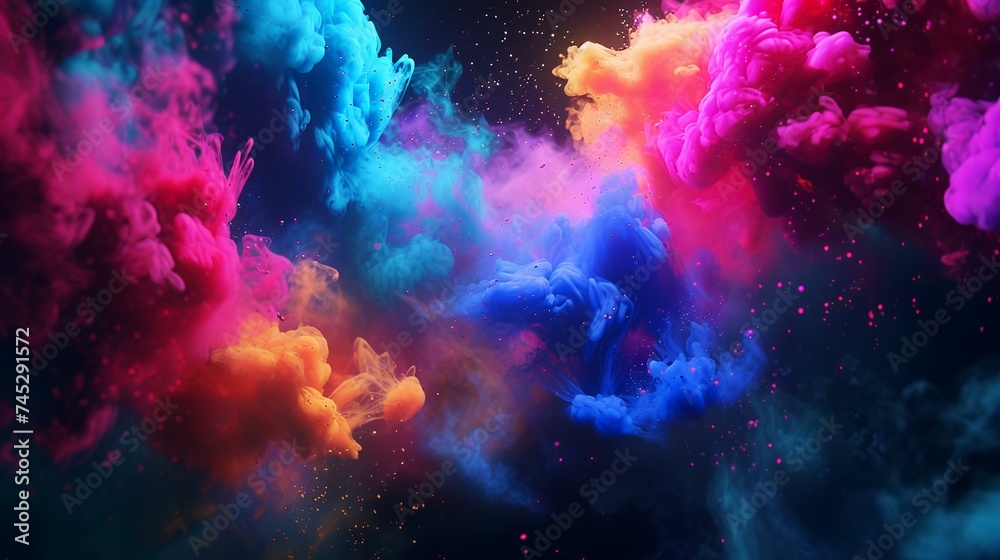 Colorful ink in water. Abstract background. 3D rendering. Colorful ink in water. Abstract background. 3D rendering.