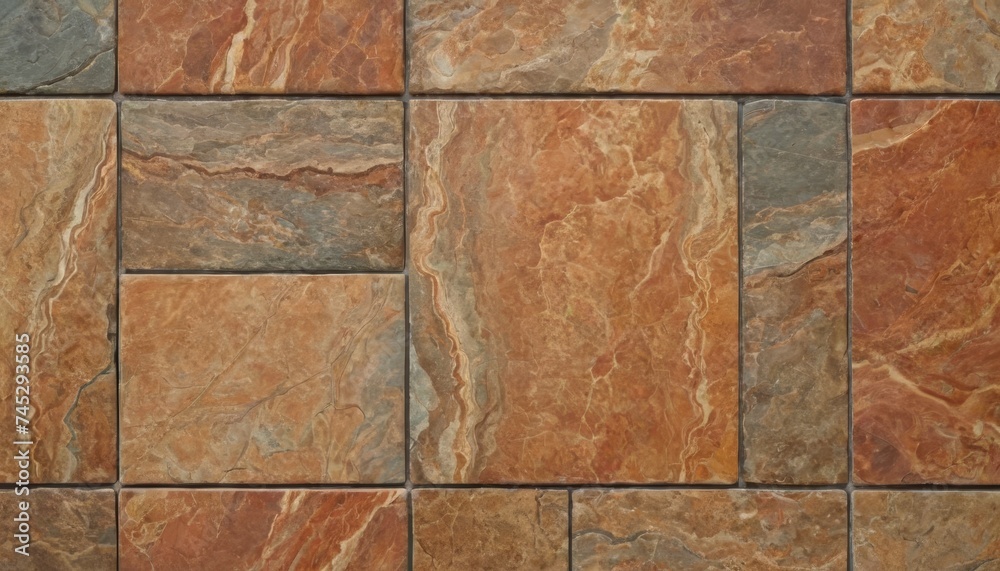 Fototapeta premium Slate tile ceramic seamless pattern brick brown stone texture for background