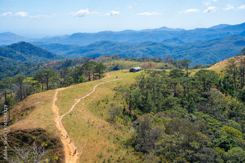 Ta Nang - Phan Dung route with milestone between 3 provinces through grass hills and forests in Song Mao Nature Reserve Ta Nang - Phan Dung route with milestone between 3 provinces through grass hills and forests in Song Mao Nature Reserve