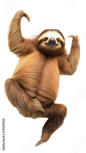 Cute lying sloth isolated on white or transparent background, png clipart, design element. Easy to place on any other background.