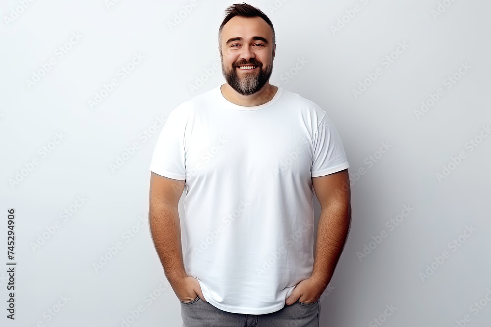 Man With Beard Standing in Front of White Wall Man With Beard Standing in Front of White Wall