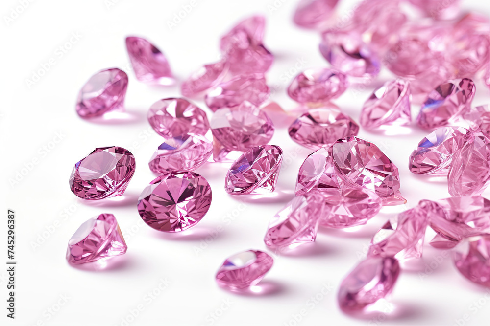 A Pile of Pink Diamonds on a White Surface