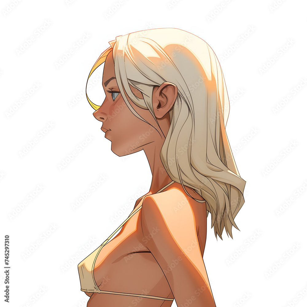 Cute Anime Mange Girl, Sexy Shot, PNG file, solid white background