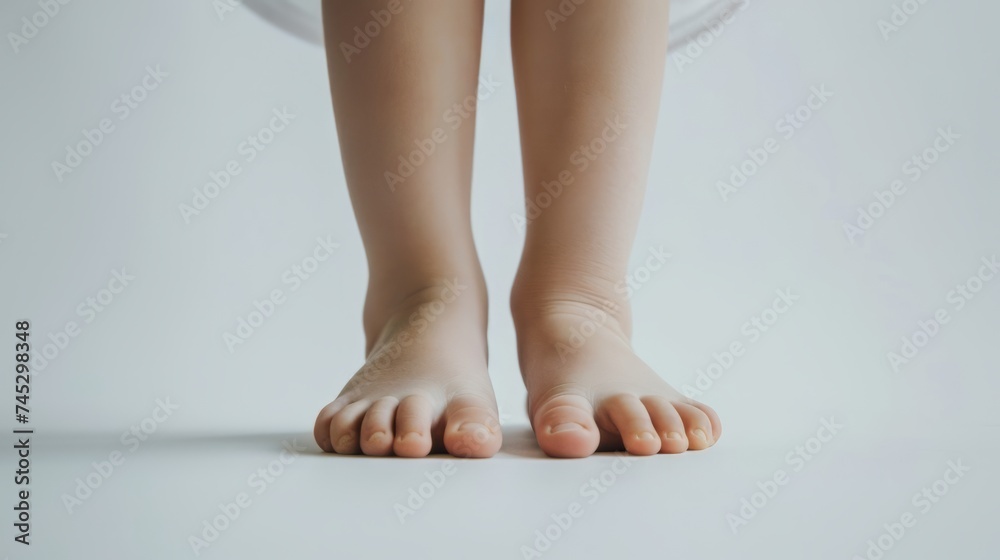 Close up of Adorable baby feet isolated on white background. space for text. Banner design. Feet of a newborn baby. Care and raising of children health. Generative ai Close up of Adorable baby feet isolated on white background. space for text. Banner design. Feet of a newborn baby. Care and raising of children health. Generative ai