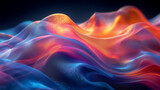 Silky Abstract Thin sheet and Fabric of Waves in Blue Orange and Yellow