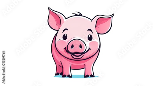 Colorful playful fun drawing of pig piglet for Logo mascot and icon or sign template stock illustration