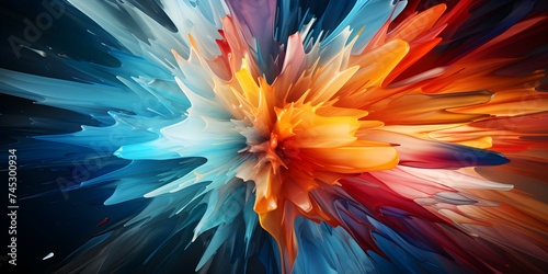 Vibrant explosion of colors and shapes in dynamic abstract art motion. Concept Abstract Art, Color Explosion, Shapes, Vibrant Colors, Dynamic Motion