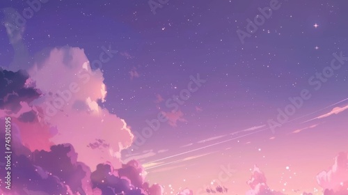 Soft Pastel Anime Sky with Stars AI Generated.