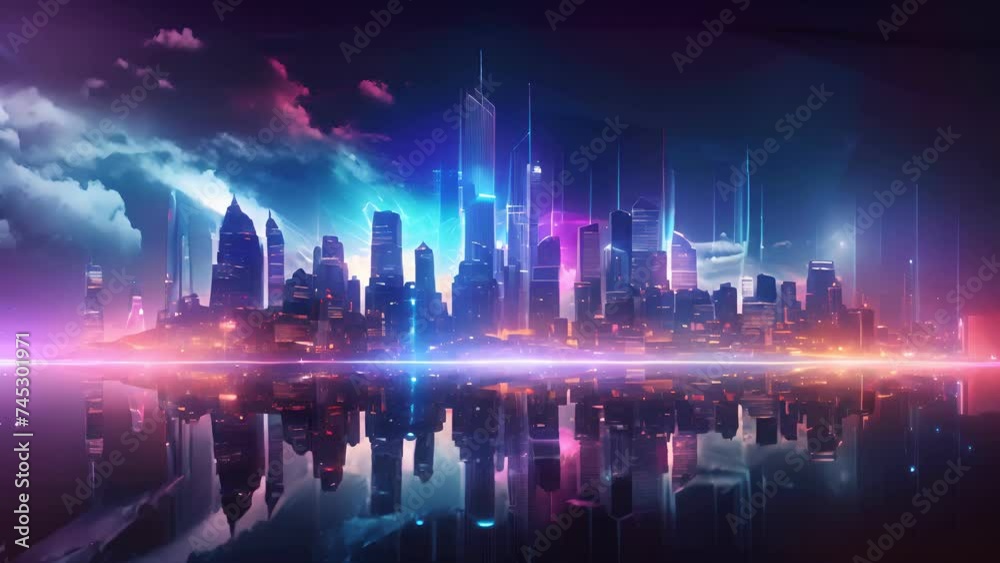 cityscape with space and neon light effect. Modern hi-tech, science, futuristic technology concept. Abstract digital high tech city design for banner background cityscape with space and neon light effect. Modern hi-tech, science, futuristic technology concept. Abstract digital high tech city design for banner background
