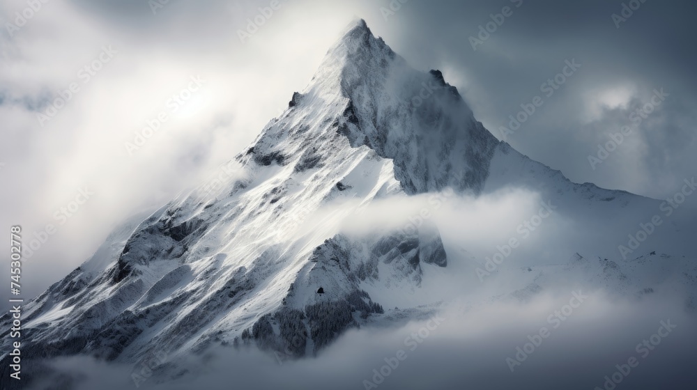 Snow covered peak and a majestic view