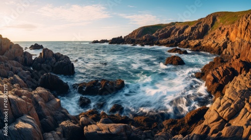 Rocky coastline and a panoramic view of the sea