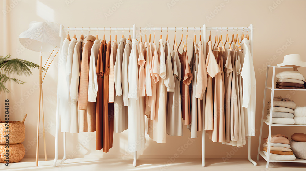 Variety and Elegance: A Capture of a Well-Organized H&M Clothing Rack Displaying Diverse Fashion Pieces