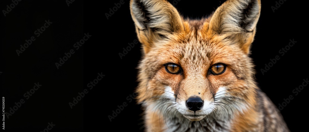 a close up of a fox's face looking at the camera with an intense look on it's face.