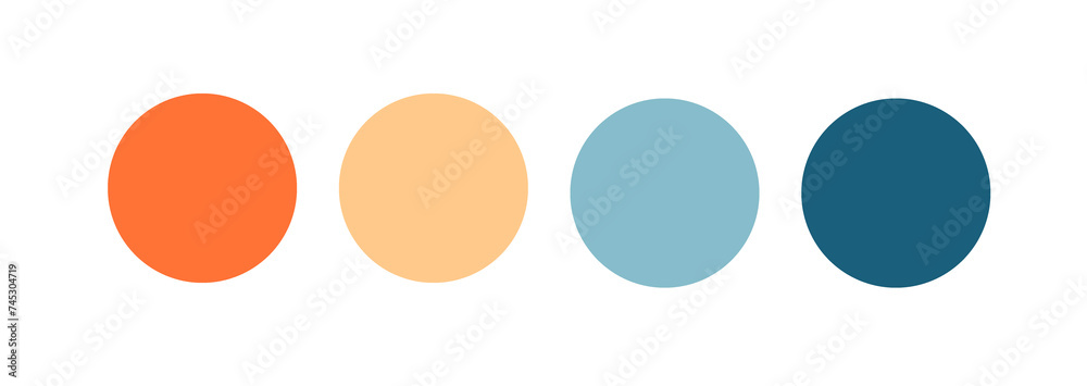 Color set illustration in circle shape isolated on white background