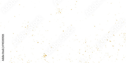 Abstract doted and confetti golden glitter and dust particles splatter on transparent background. Dust golden grunge background. Vector illustration.