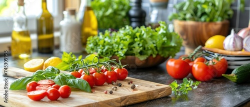 a wooden cutting board topped with lots of veggies next to a cutting board with tomatoes and other vegetables.