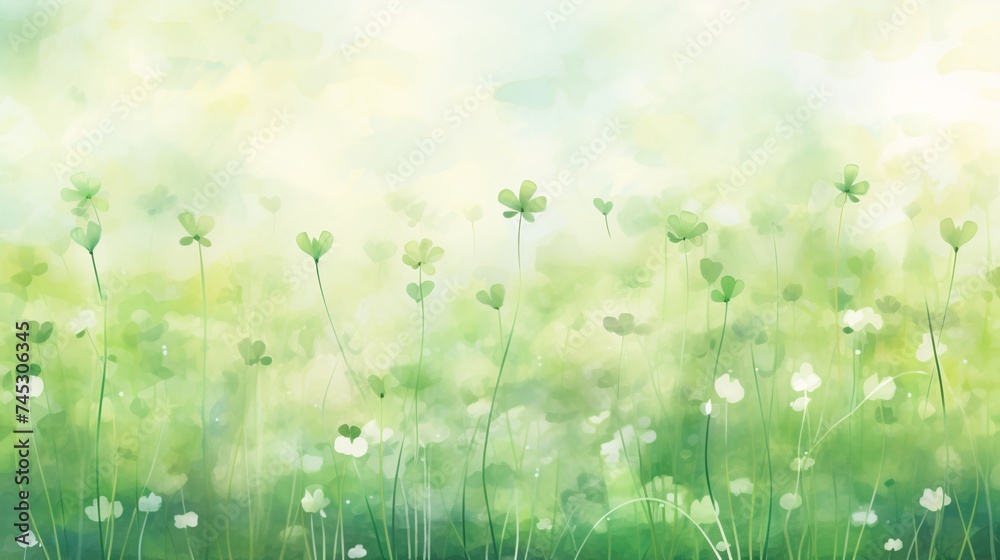 a free green grass background set with four af clover flower