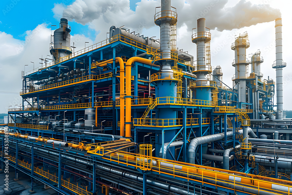 Industrial Factory With Various Pipes and Equipment Industrial Factory With Various Pipes and Equipment