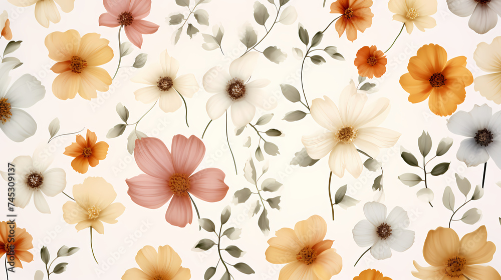 Watercolor seamless pattern with spring flowers Watercolor seamless pattern with spring flowers