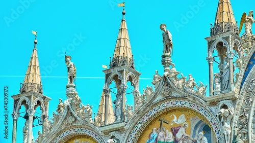 VENICE, ITALY - APRIL 25 2018: Detail of northern facade of Patriarchal Cathedral Basilica of Saint Mark. photo