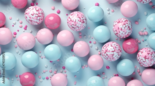 colorful easter balls arranged on a blue background