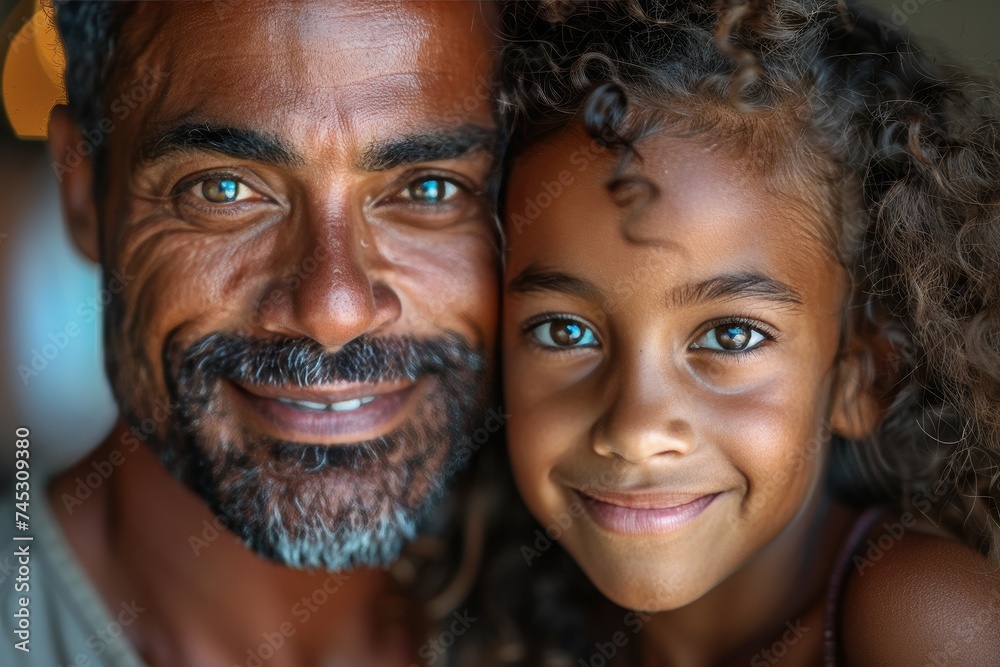 Close-up of a cheerful elderly man with a young girl, both with bright smiles and similar eyes Close-up of a cheerful elderly man with a young girl, both with bright smiles and similar eyes