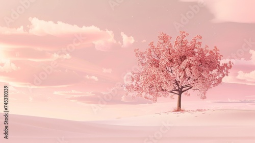 Cherry Blossom Tree in Anime Style AI Generated.