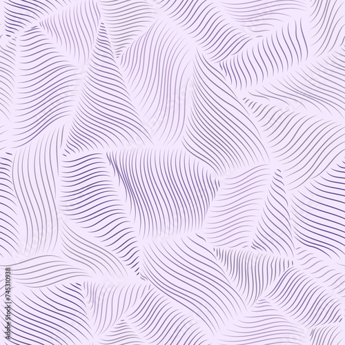 Seamless pattern of hazy lilac geometric mosaic with wavy line texture. Abstract organic hand drawn decorative print.