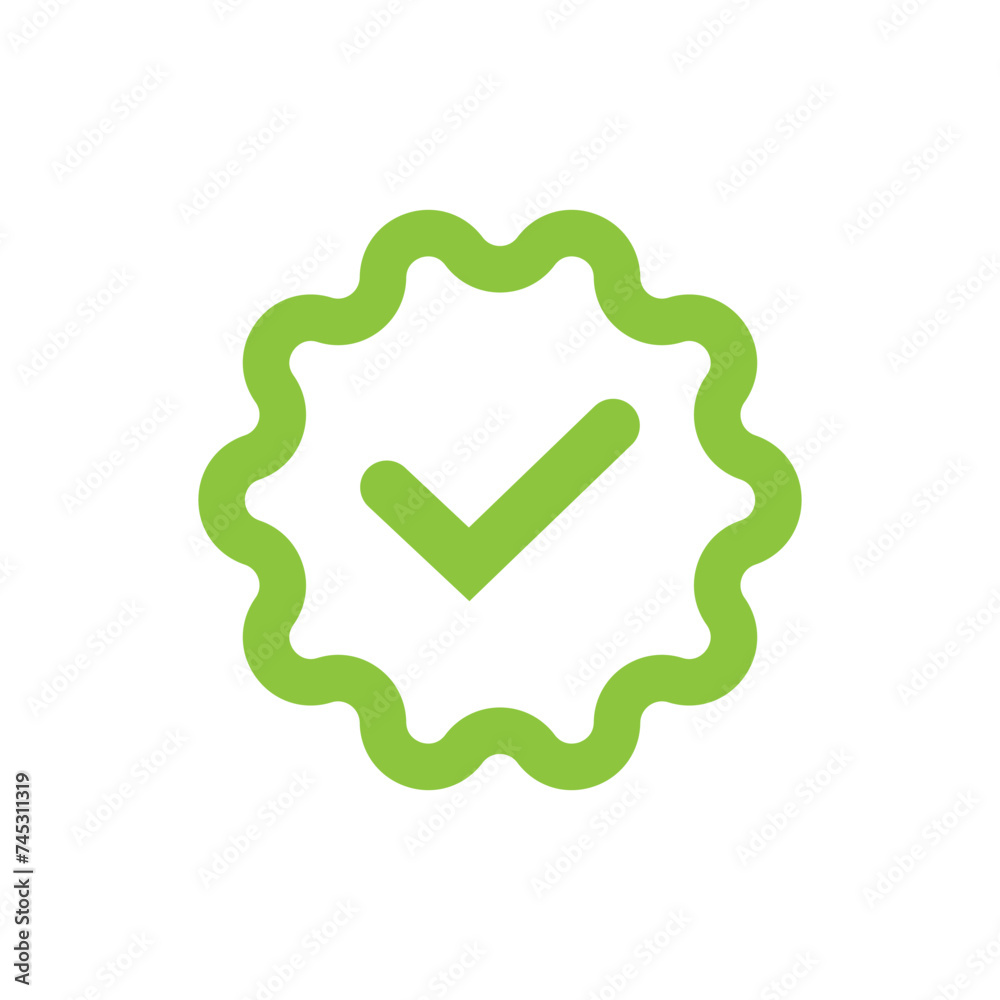 Check Mark vector icon in star badge. Symbol of approval. Check Mark vector icon in star badge. Symbol of approval.
