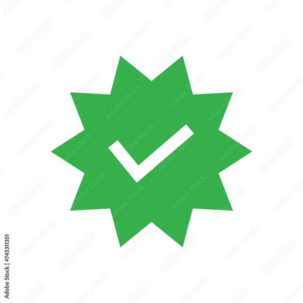 Check Mark vector icon in star badge. Symbol of approval. Check Mark vector icon in star badge. Symbol of approval.