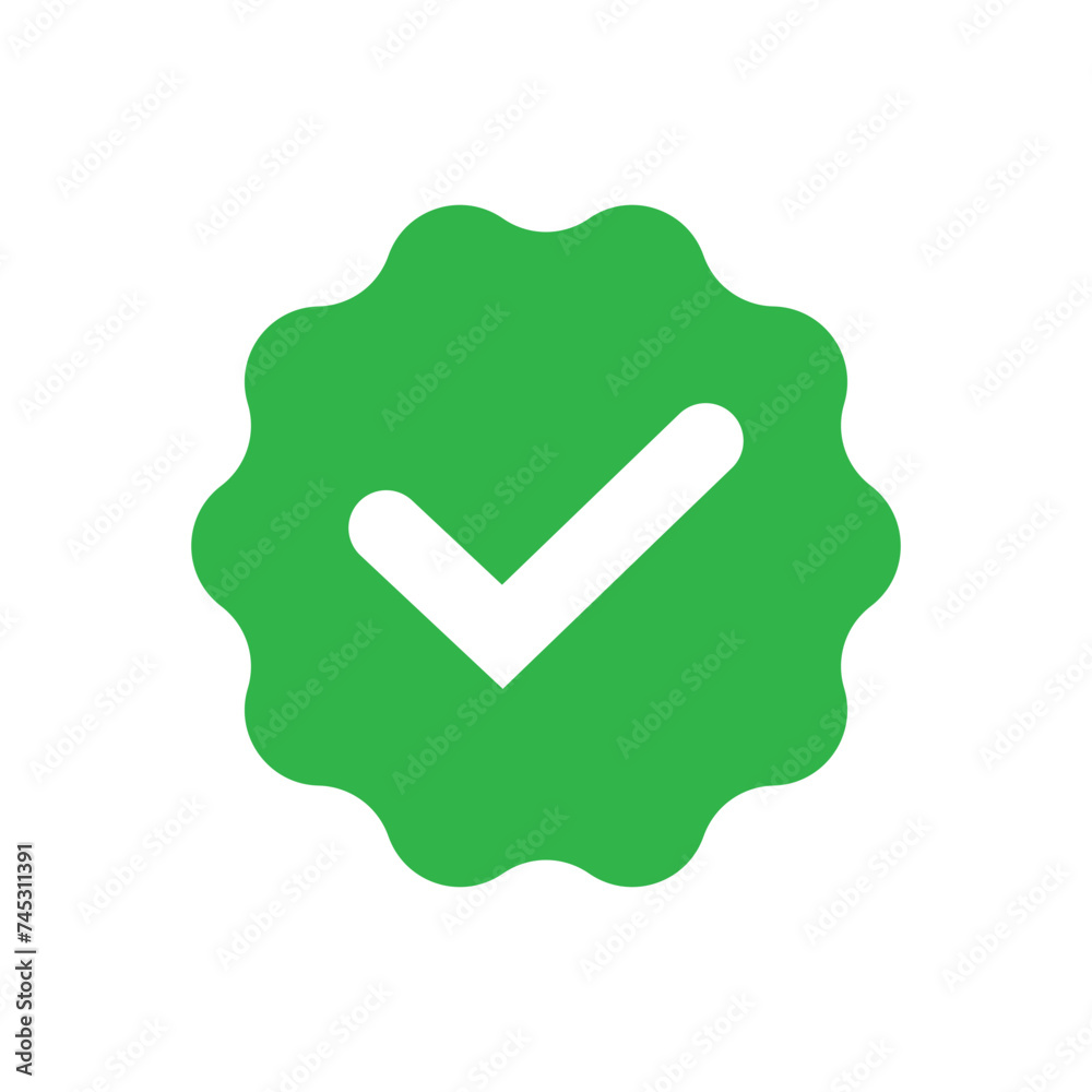 Check Mark vector icon in star badge. Symbol of approval. Check Mark vector icon in star badge. Symbol of approval.