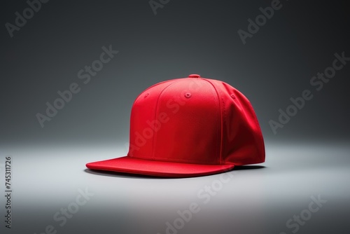 A solitary red snapback offers a pop of color, perfect for designers seeking a clean mockup for their logos