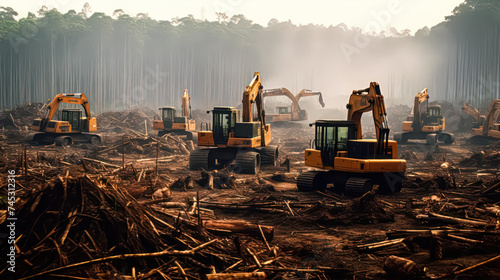 Rainforest devastation for oil palm plantations illustrates the pressing environmental issue of deforestation, impacting biodiversity and ecosystems.