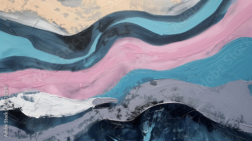 Wall art abstract picture the natural element for home decoration, paint texture with unexpected pastel colors, stormy waves and calm feelings