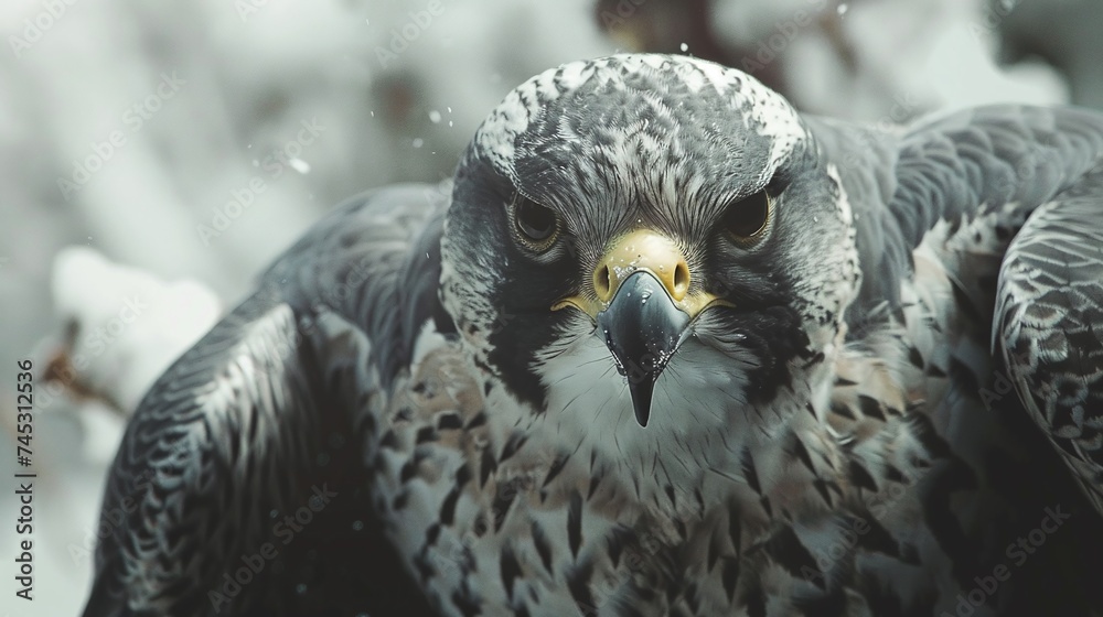 Fototapeta premium closeup of peregrine falcon bird, a mesmerizing display of aerial prowess