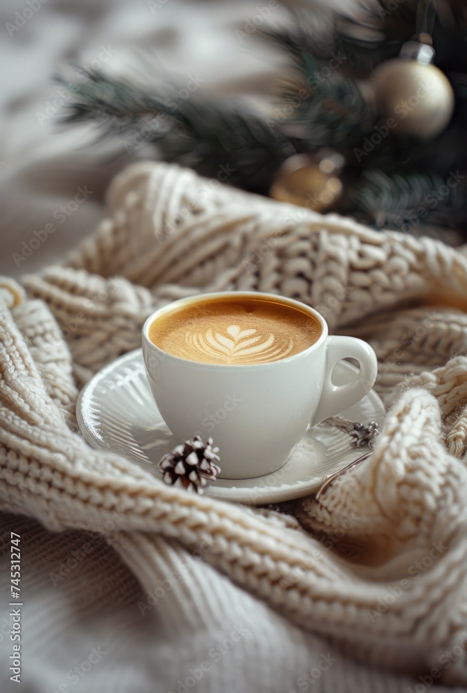 a cup of coffee in an elegant knit a cup of coffee in an elegant knit